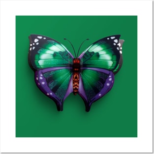 Real Butterfly Green Posters and Art